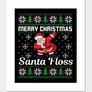 Merry Christmas Santa Floss Funny Ugly Christmas Sweater Posters and Art